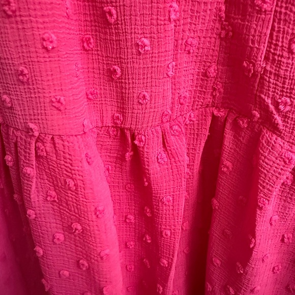 CeCe by Cynthia Steffe Preppy Hot Pink Swiss Dot Tiered Dress Size XS - Picture 3 of 6